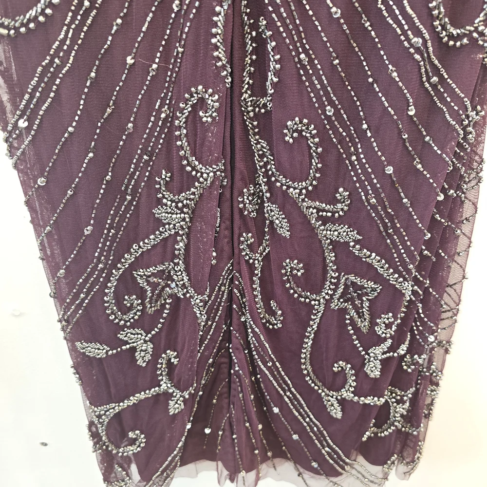 Pissaro Nights Elegant Maroon Beaded Gown Size 14 Nwt. Stunning - Picture 11 of 13